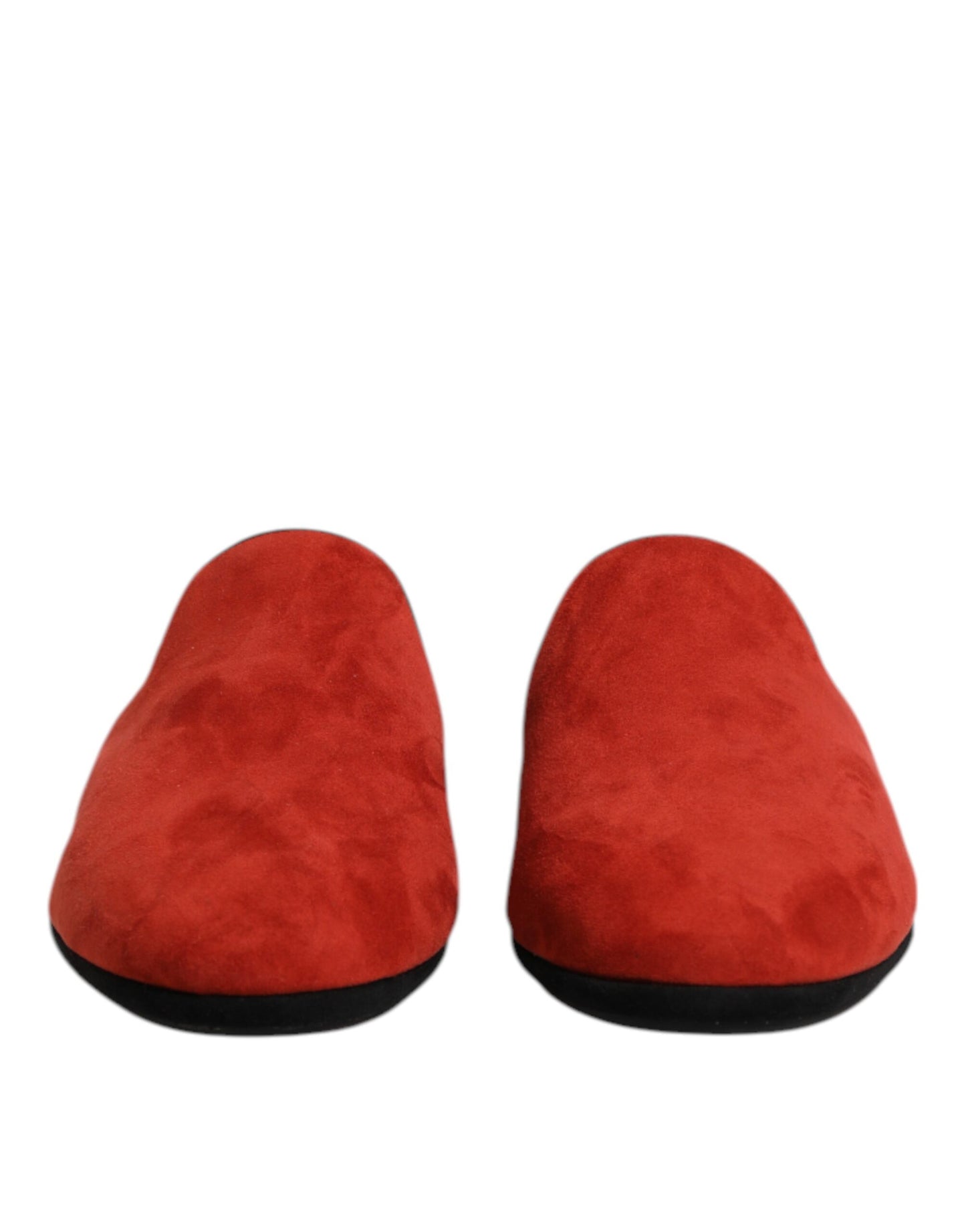 Dolce &amp; Gabbana Orange Suede Slides Flat Slipper Shoes