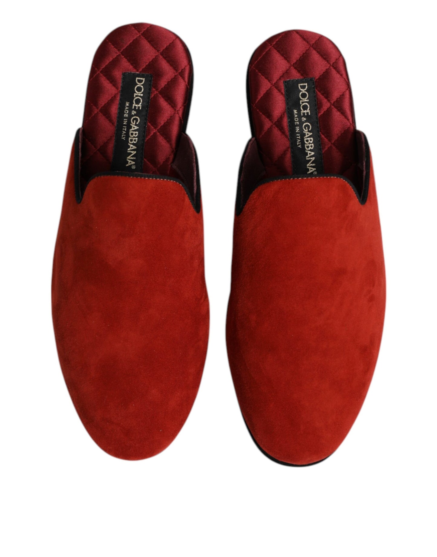 Dolce &amp; Gabbana Orange Suede Slides Flat Slipper Shoes