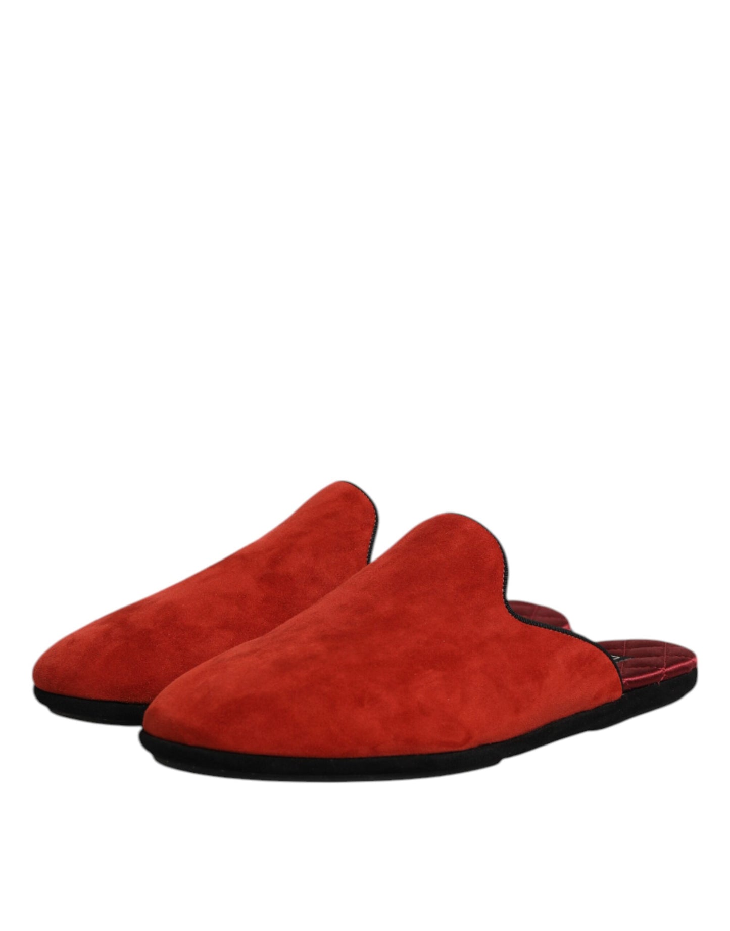 Dolce &amp; Gabbana Orange Suede Slides Flat Slipper Shoes
