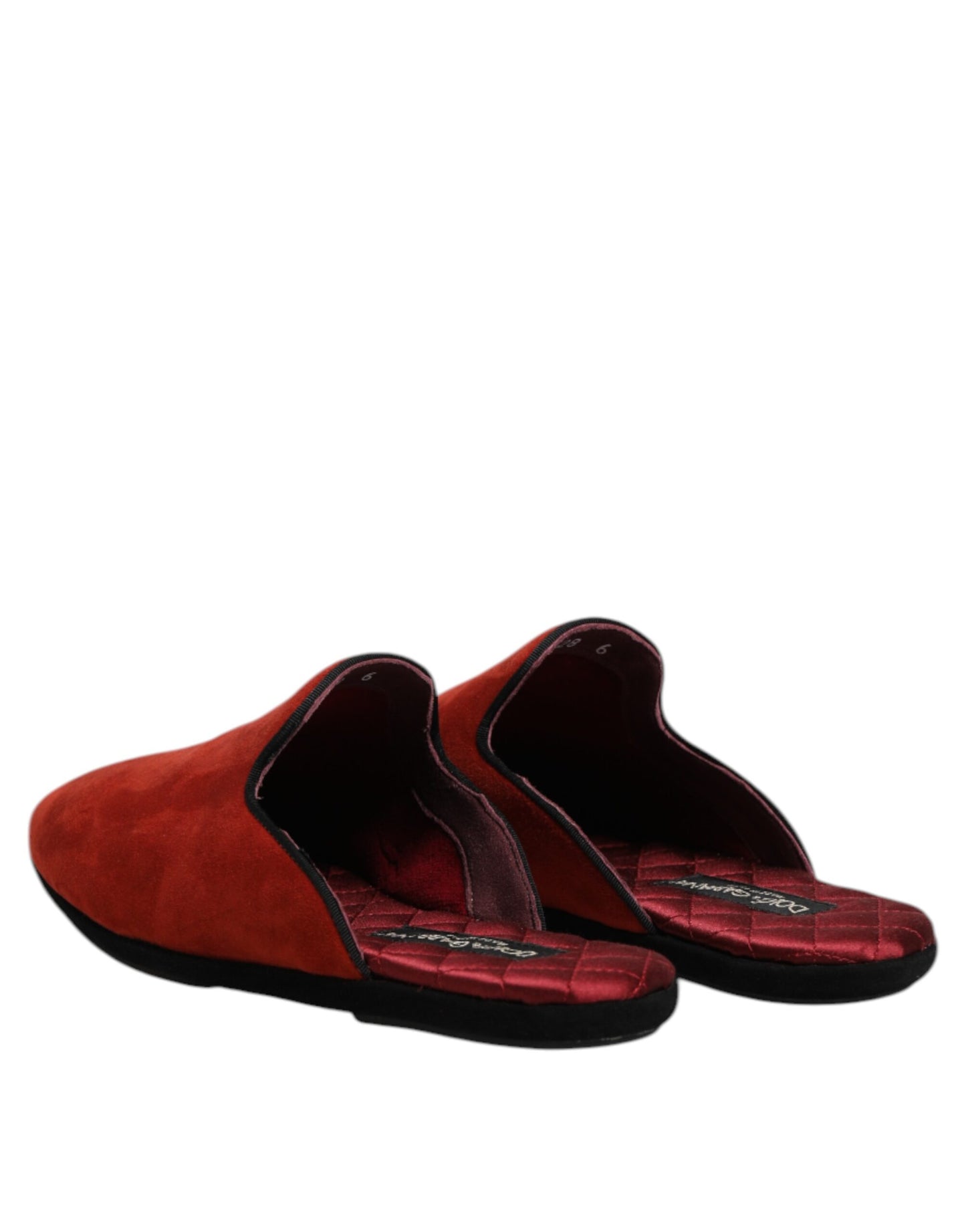 Dolce &amp; Gabbana Orange Suede Slides Flat Slipper Shoes