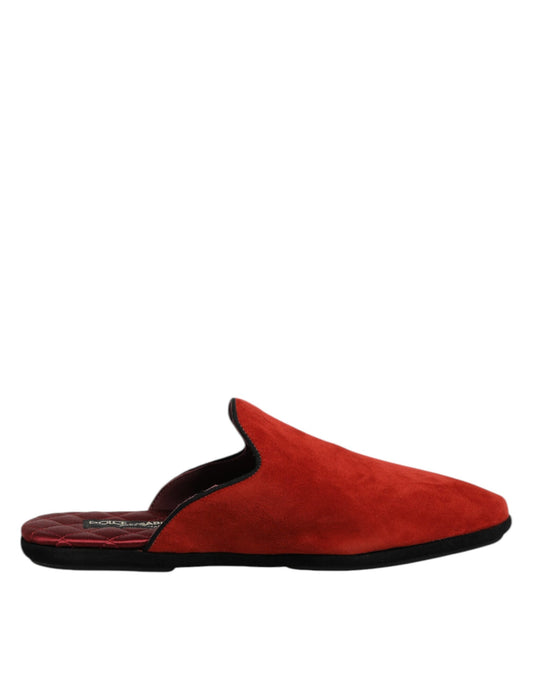 Dolce &amp; Gabbana Orange Suede Slides Flat Slipper Shoes
