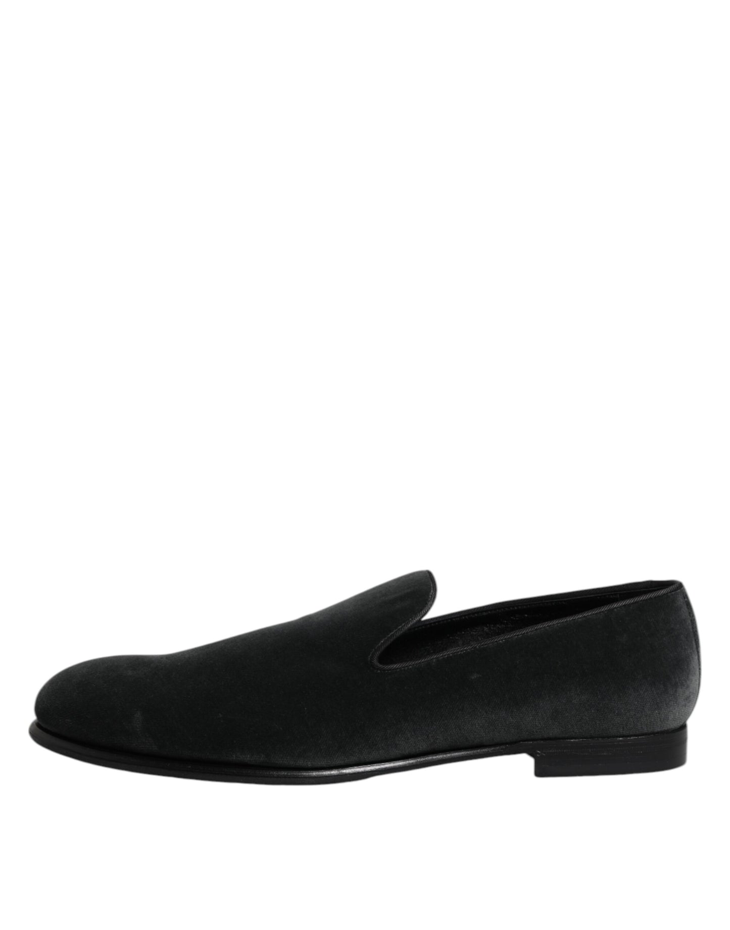 Dolce &amp; Gabbana Black Velvet Slip On Loafers Formal Shoes