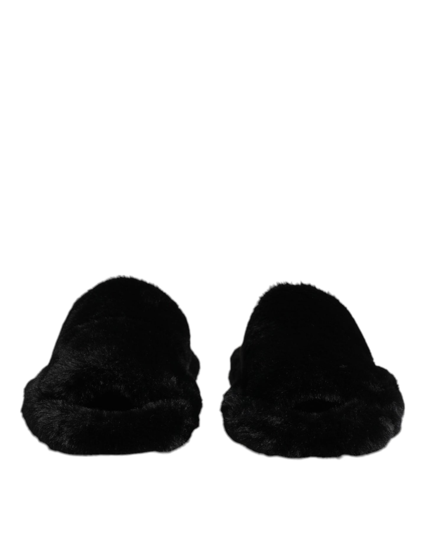 Dolce &amp; Gabbana Black Polyester Velvet Slides Slipper Shoes