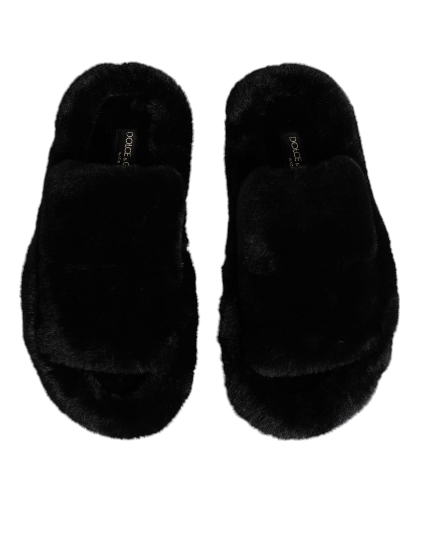 Dolce &amp; Gabbana Black Polyester Velvet Slides Slipper Shoes