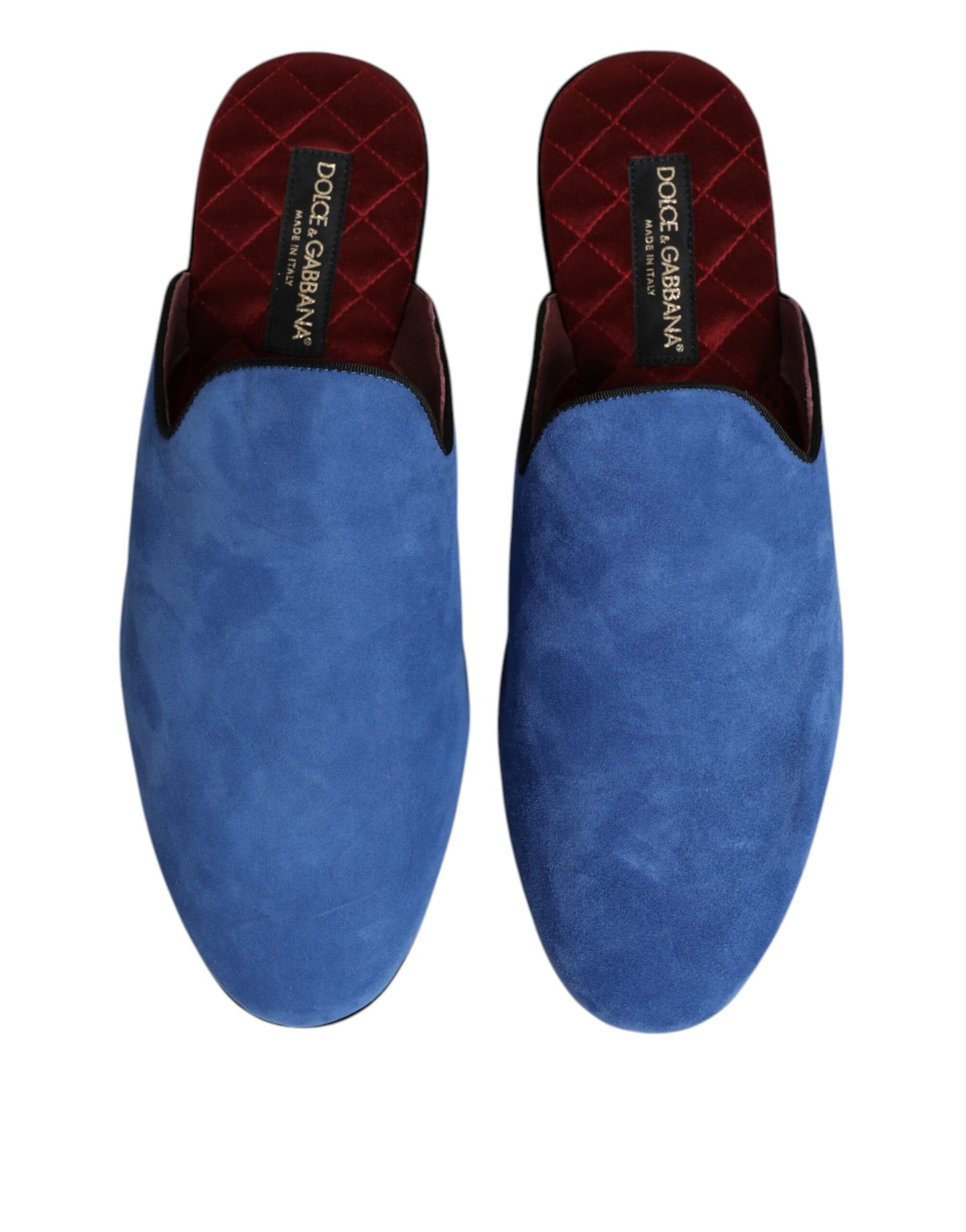 Dolce &amp; Gabbana Blue Suede Capra Slides Flat Slipper Shoes