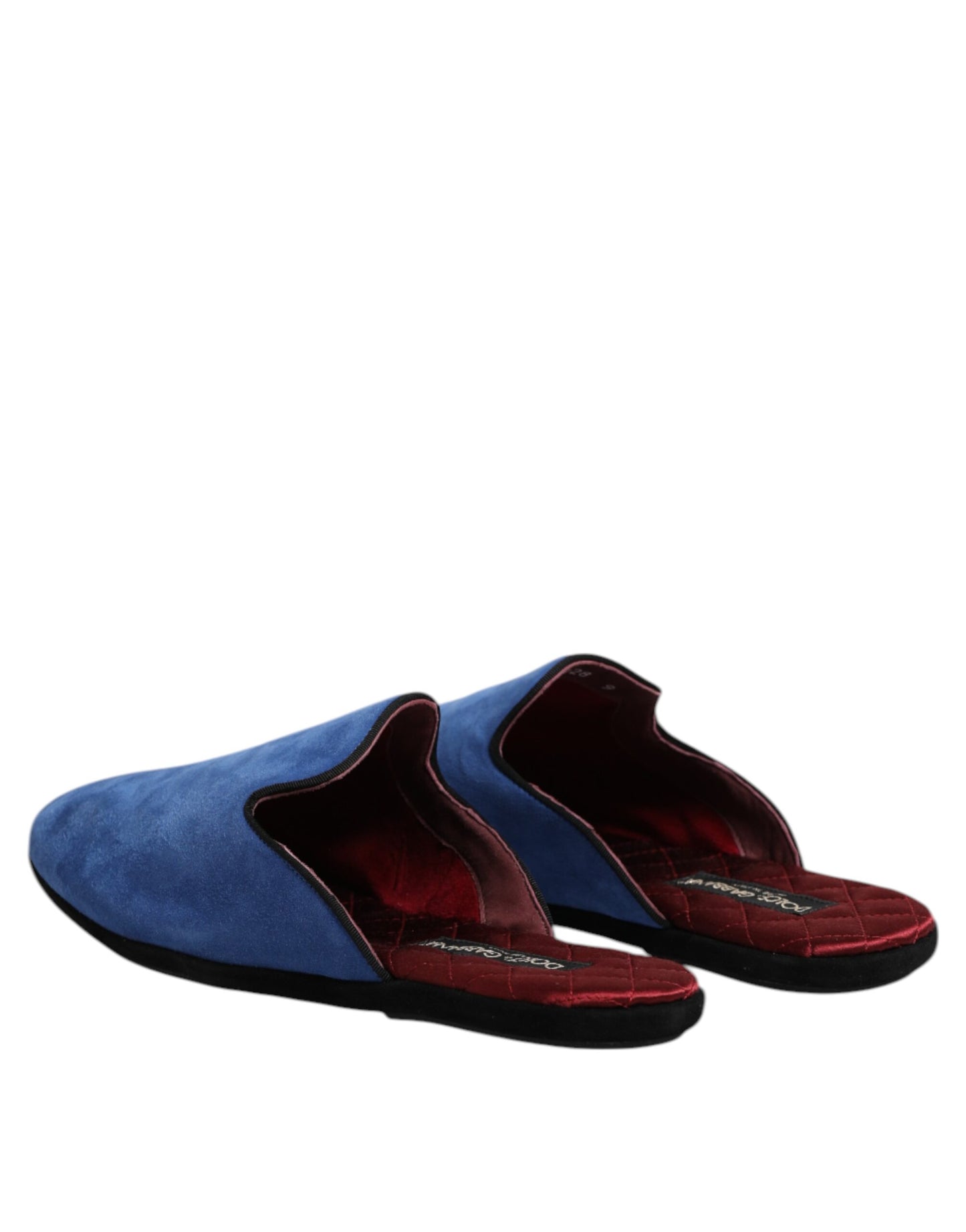 Dolce &amp; Gabbana Blue Suede Capra Slides Flat Slipper Shoes