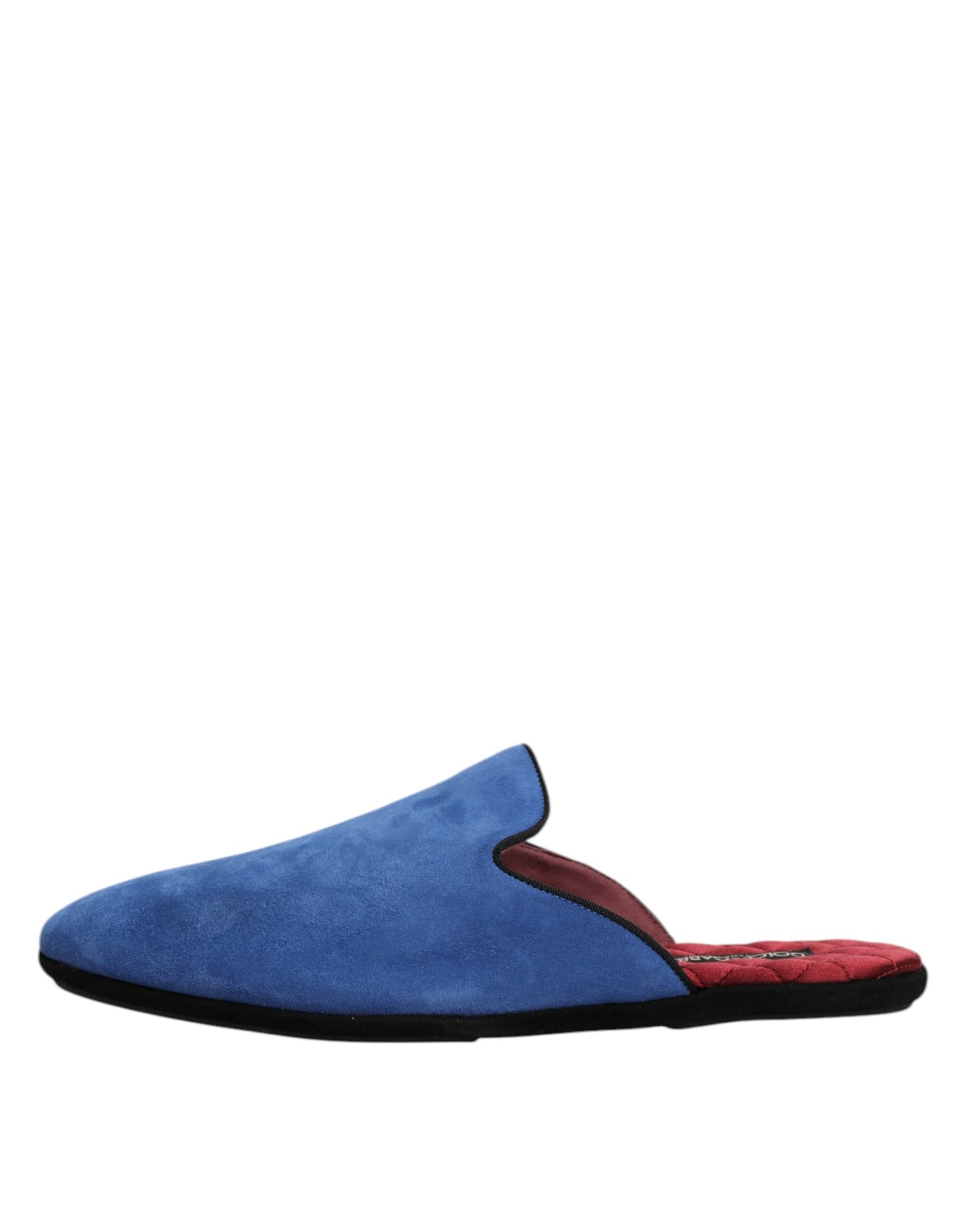 Dolce &amp; Gabbana Blue Suede Capra Slides Flat Slipper Shoes