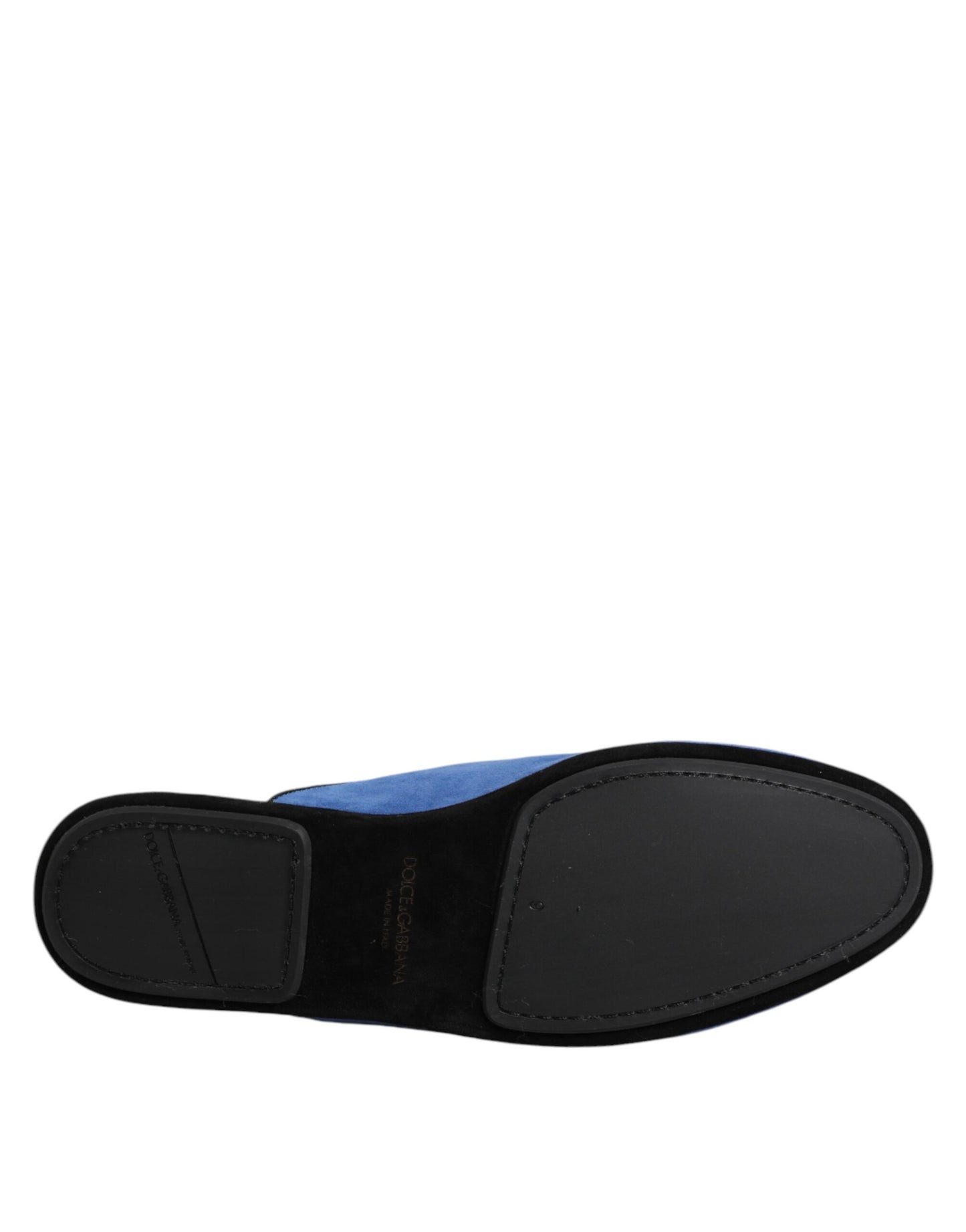 Dolce &amp; Gabbana Blue Suede Capra Slides Flat Slipper Shoes