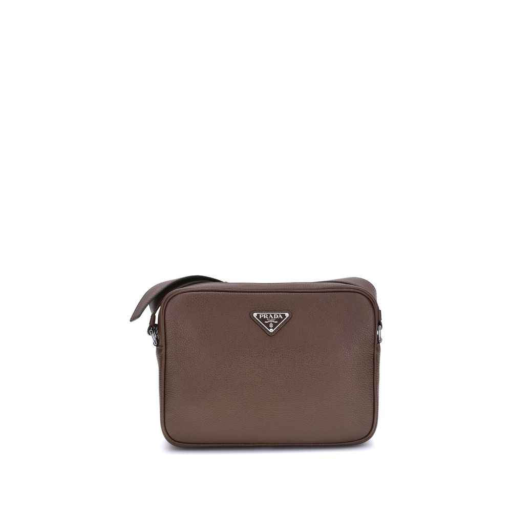 Prada Logo Schoudertas Kalfsleer Luxe Draagcomfort Zwart