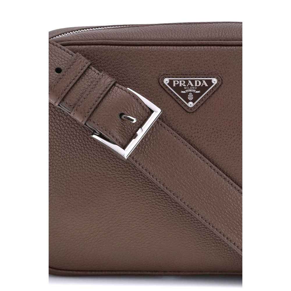 Prada Logo Schoudertas Kalfsleer Luxe Draagcomfort Zwart