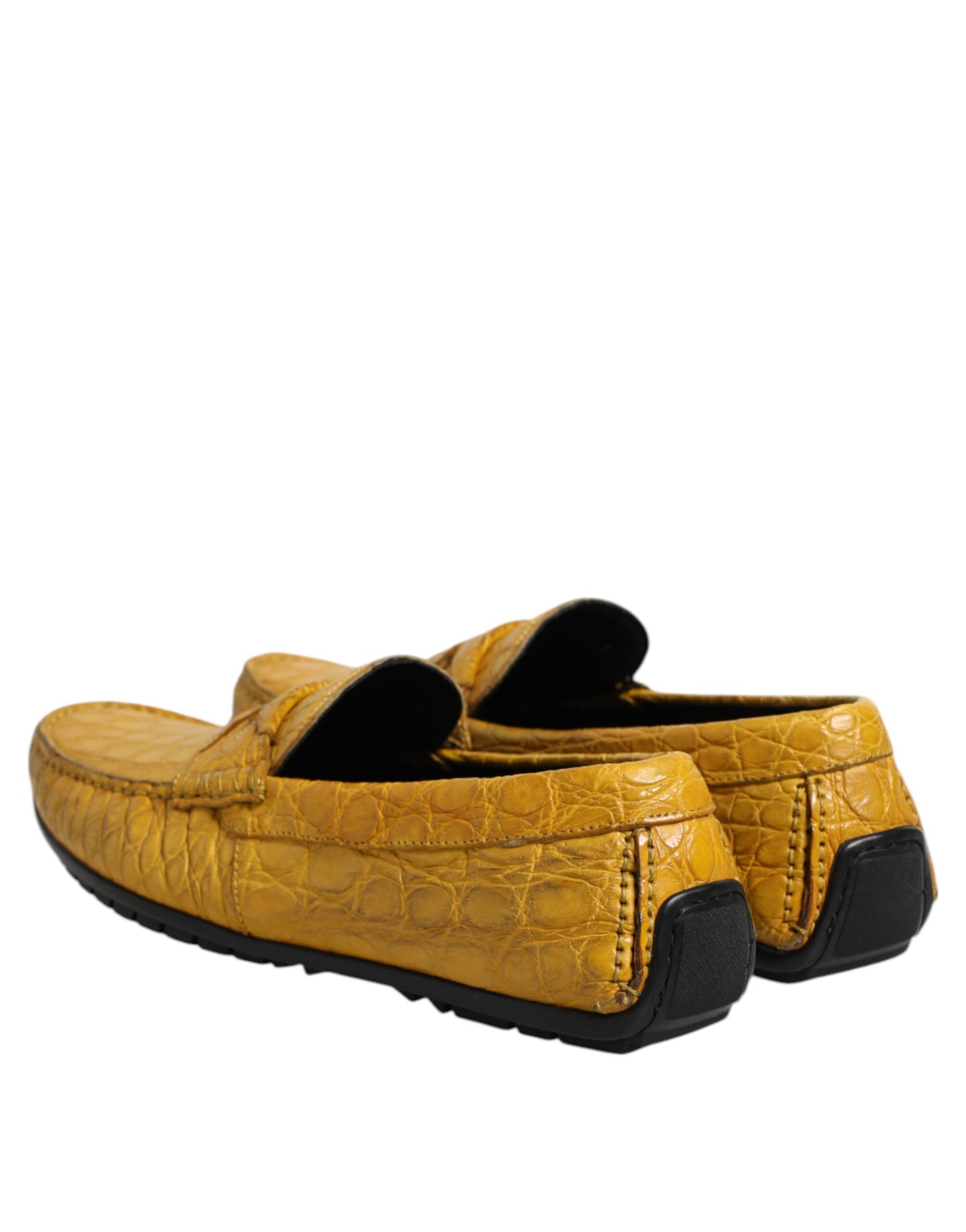 Dolce &amp; Gabbana Yellow Exotic Leather Loafers Slip On Shoes