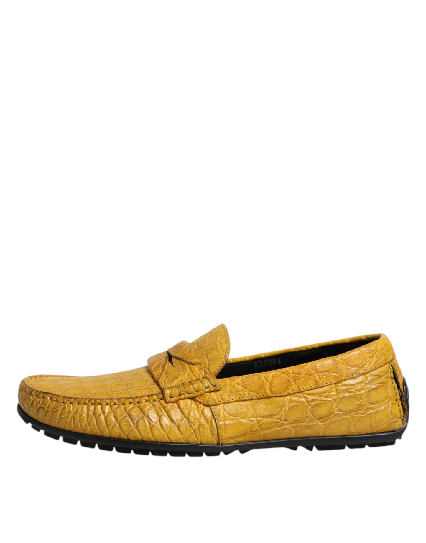 Dolce &amp; Gabbana Yellow Exotic Leather Loafers Slip On Shoes