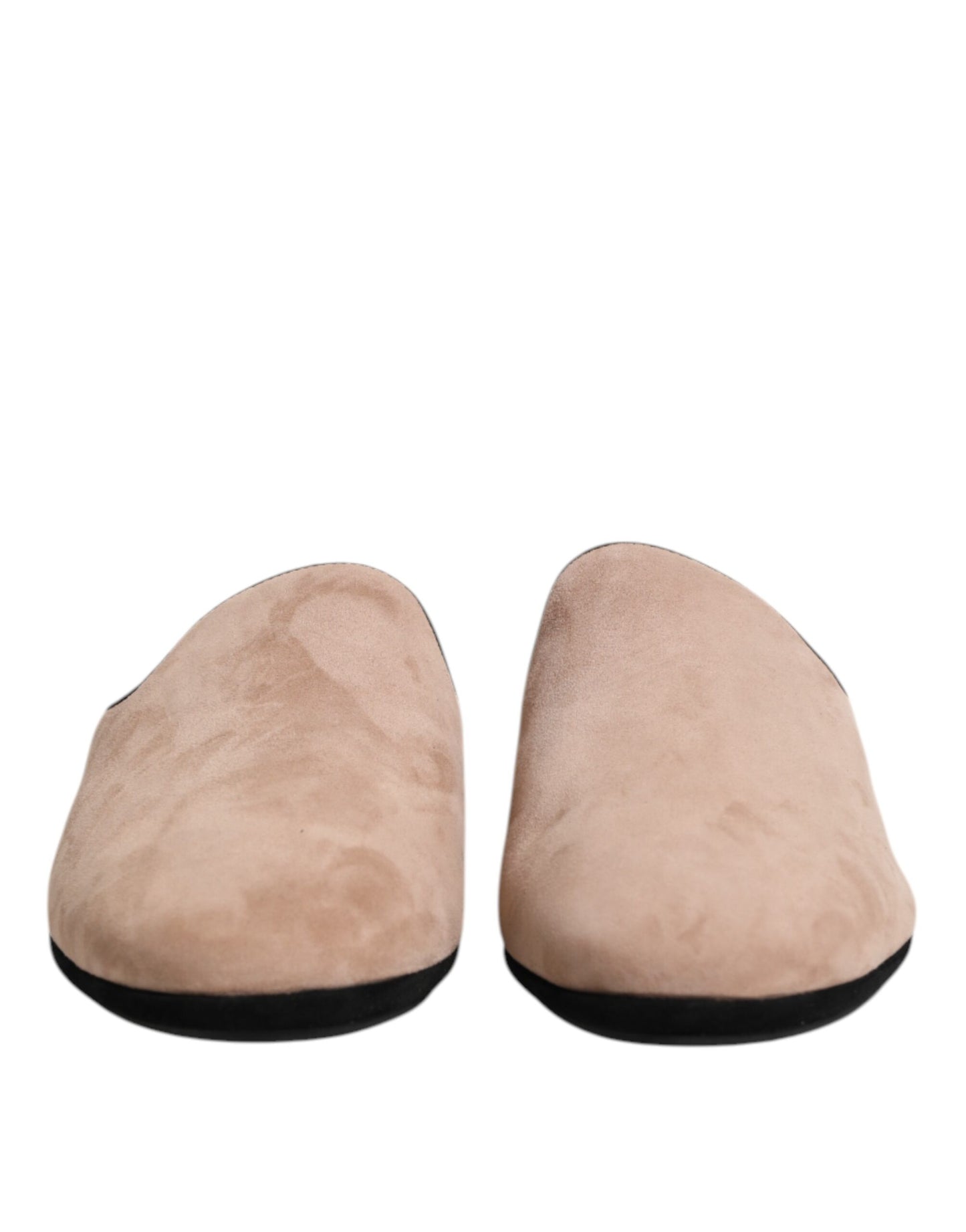 Dolce &amp; Gabbana Beige Capra Suede Slides Flat Slipper Shoes