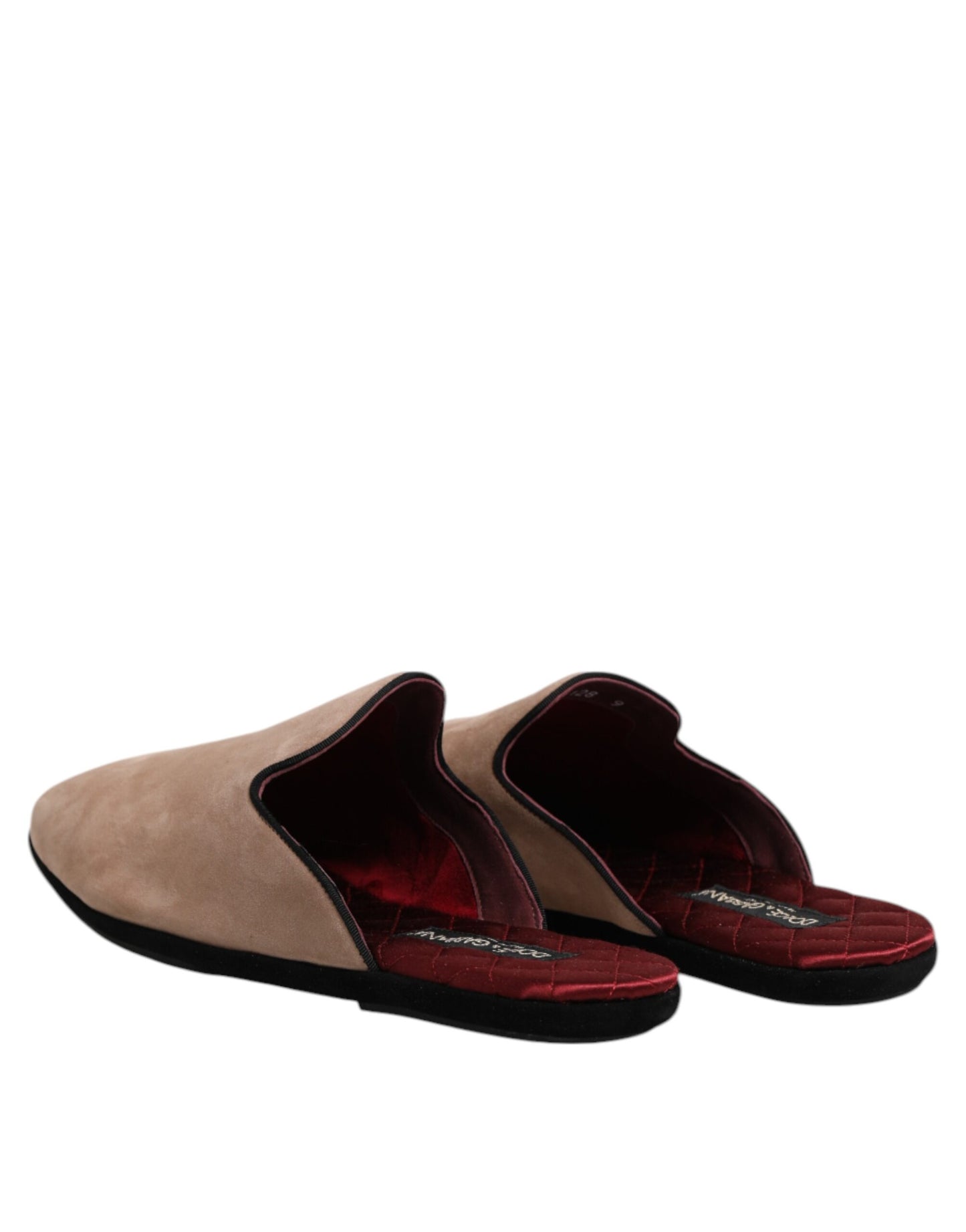 Dolce &amp; Gabbana Beige Capra Suede Slides Flat Slipper Shoes