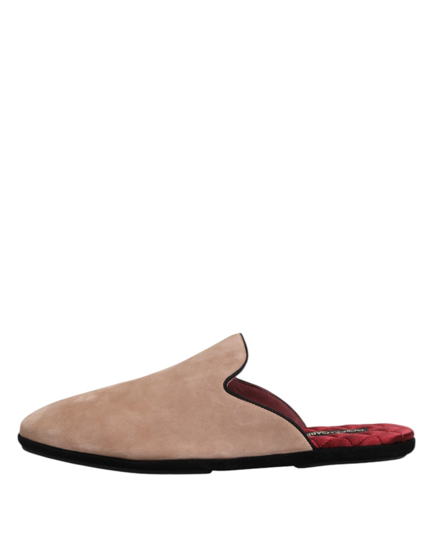 Dolce &amp; Gabbana Beige Capra Suede Slides Flat Slipper Shoes