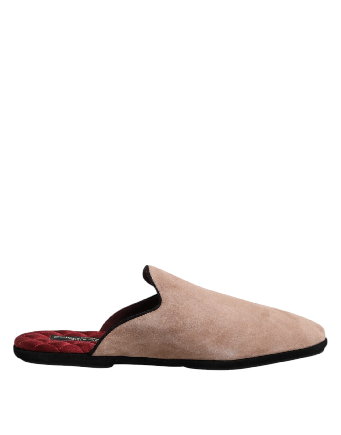 Dolce &amp; Gabbana Beige Capra Suede Slides Flat Slipper Shoes