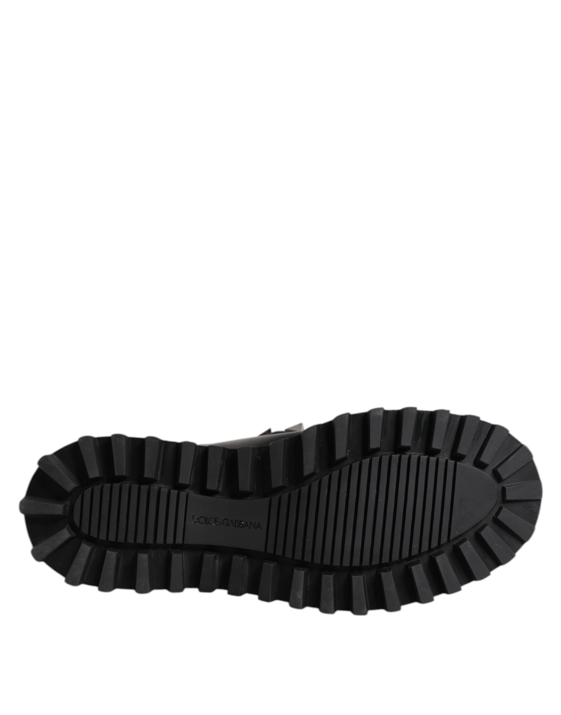 Dolce & Gabbana Black Leather DG Logo Plaque High Boots Shoes by Dolce & Gabbana