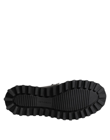 Dolce & Gabbana Black Leather DG Logo Plaque High Boots Shoes by Dolce & Gabbana