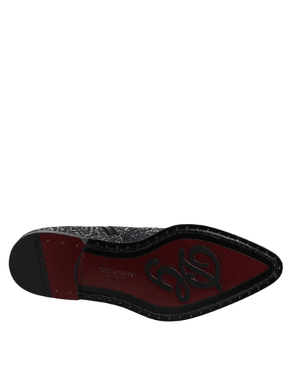 Dolce & Gabbana Dark Gray Cotton Sequined Chelsea Boots Shoes by Dolce & Gabbana