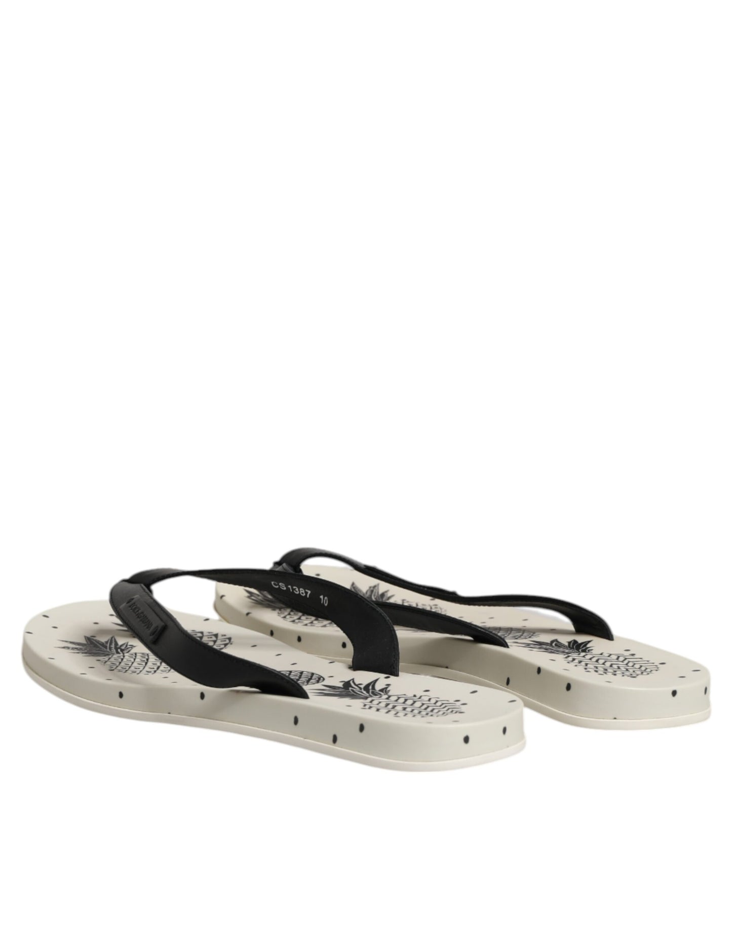 Dolce &amp; Gabbana White Pineapple Print Slides Beachwear Shoes