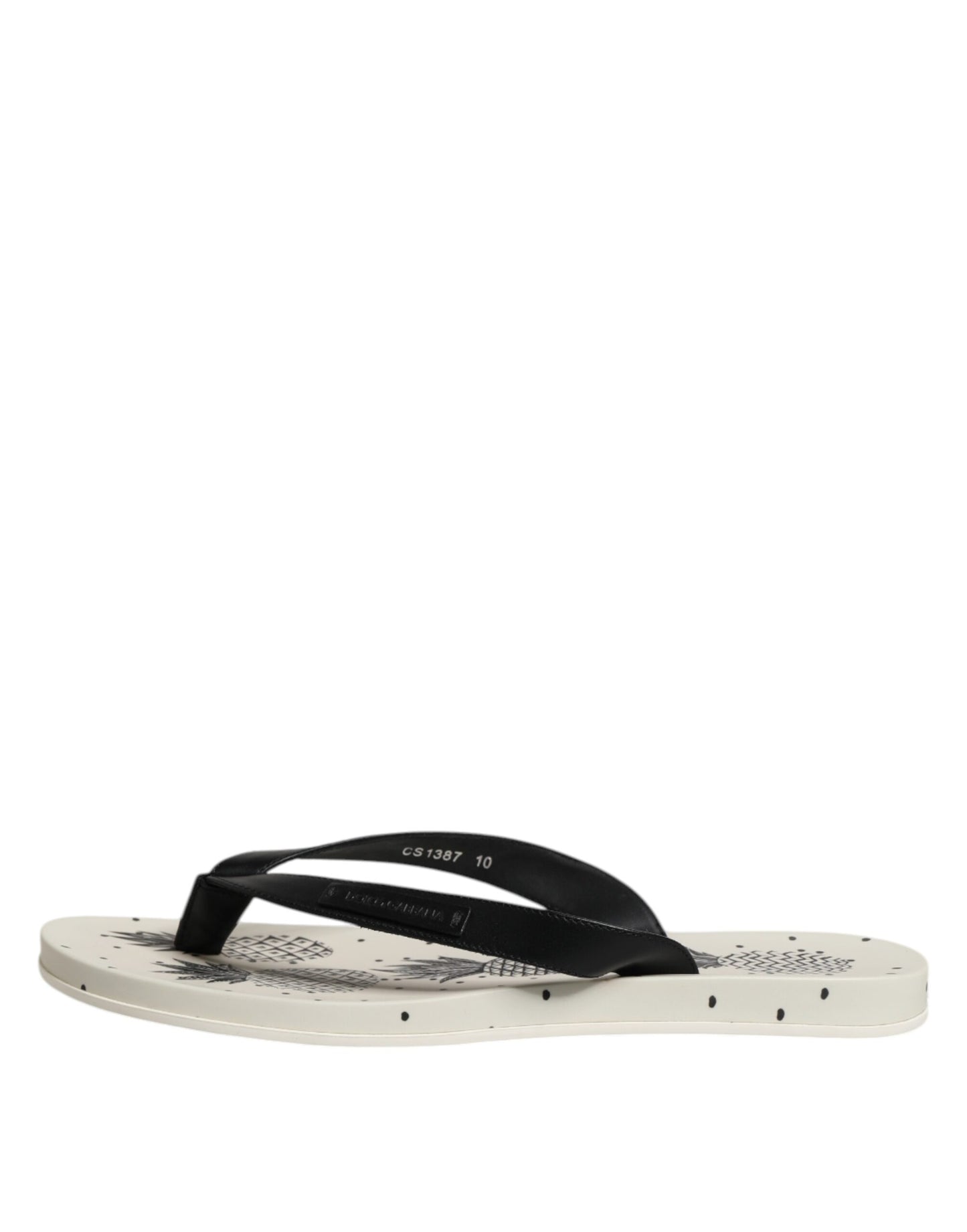 Dolce &amp; Gabbana White Pineapple Print Slides Beachwear Shoes