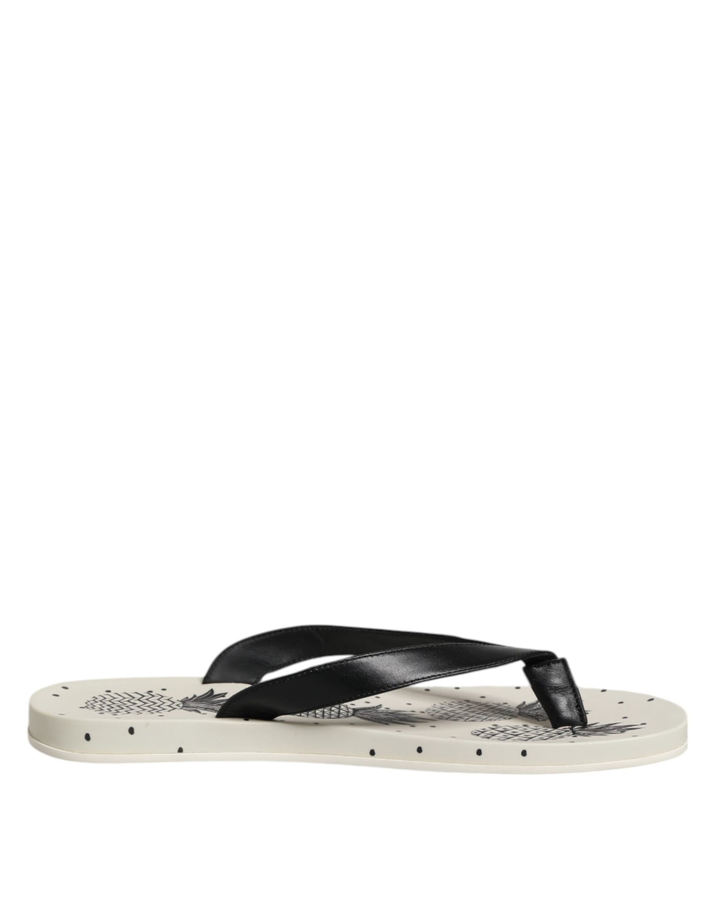 Dolce &amp; Gabbana White Pineapple Print Slides Beachwear Shoes