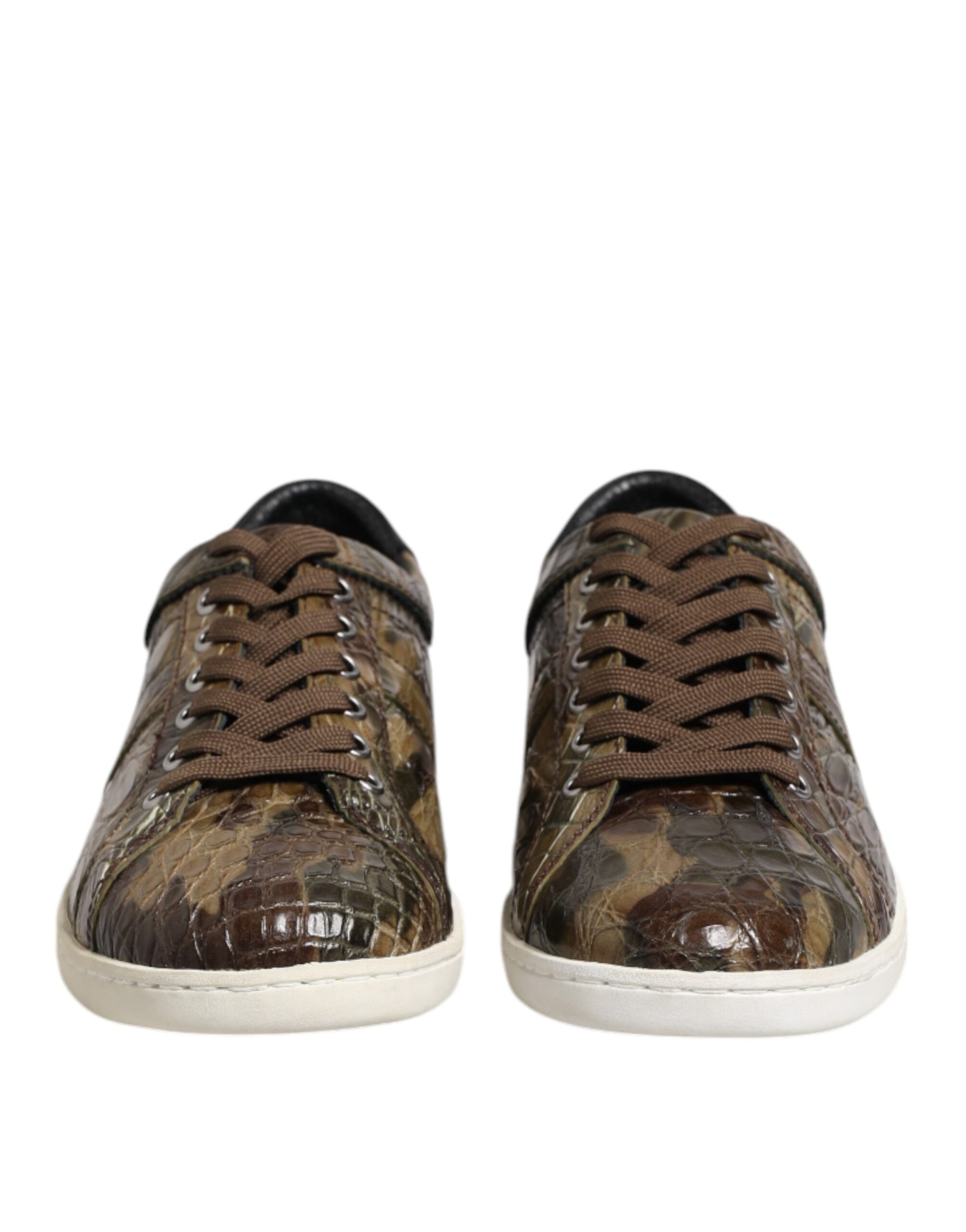 Dolce & Gabbana Brown Exotic Leather Low Top Sneakers Shoes by Dolce & Gabbana
