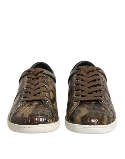 Dolce & Gabbana Brown Exotic Leather Low Top Sneakers Shoes by Dolce & Gabbana