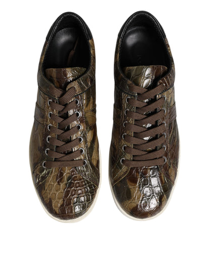 Dolce & Gabbana Brown Exotic Leather Low Top Sneakers Shoes by Dolce & Gabbana