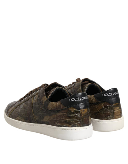 Dolce & Gabbana Brown Exotic Leather Low Top Sneakers Shoes by Dolce & Gabbana