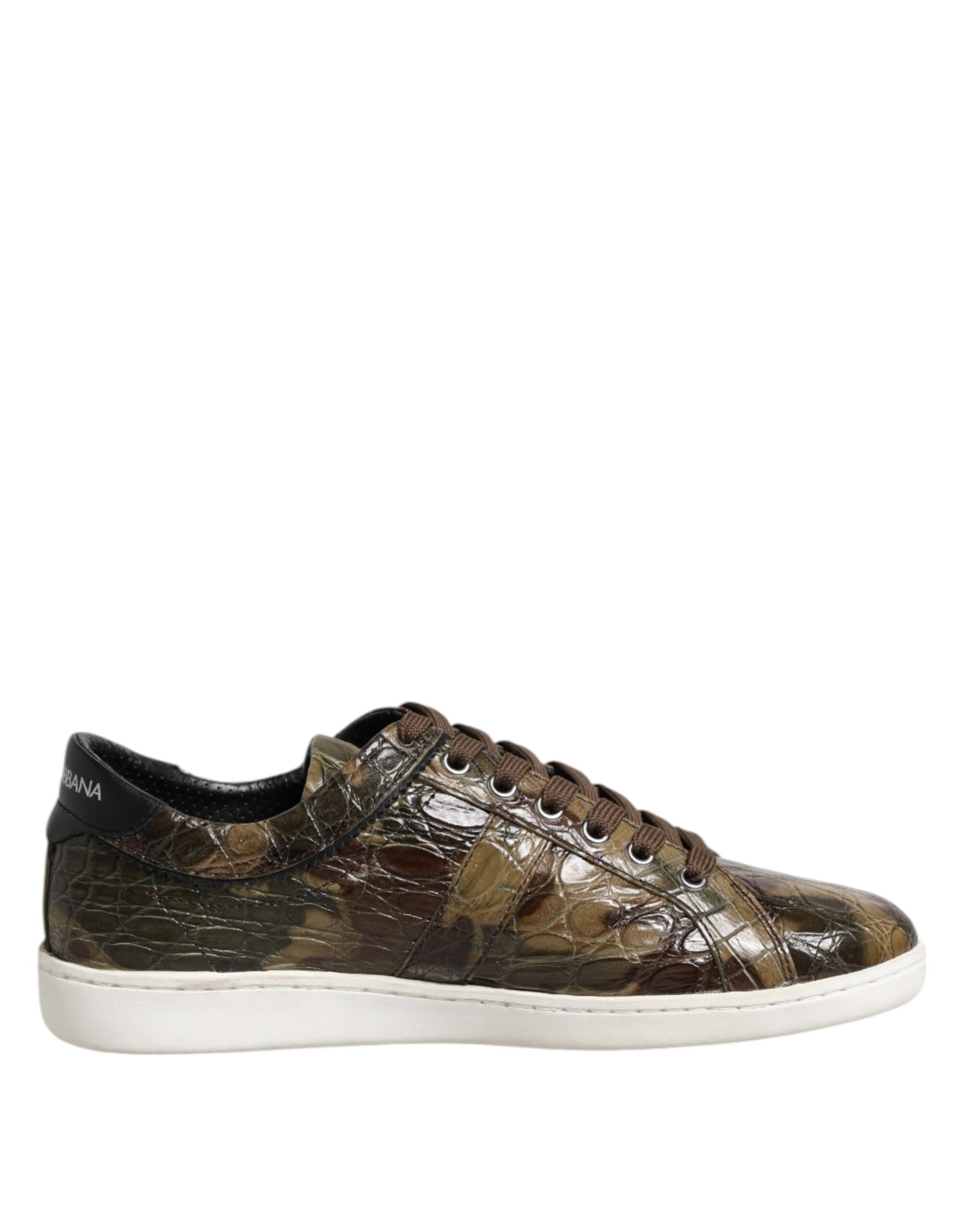 Dolce & Gabbana Brown Exotic Leather Low Top Sneakers Shoes by Dolce & Gabbana