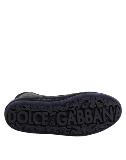 Dolce & Gabbana Dark Blue Leather KING High Top Sneakers Shoes by Dolce & Gabbana