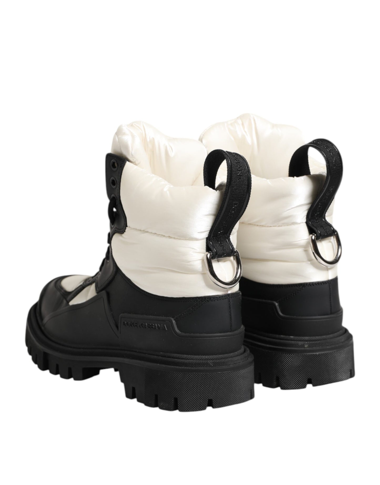 Dolce & Gabbana Black White Padded Lace Up Short Boots Shoes by Dolce & Gabbana