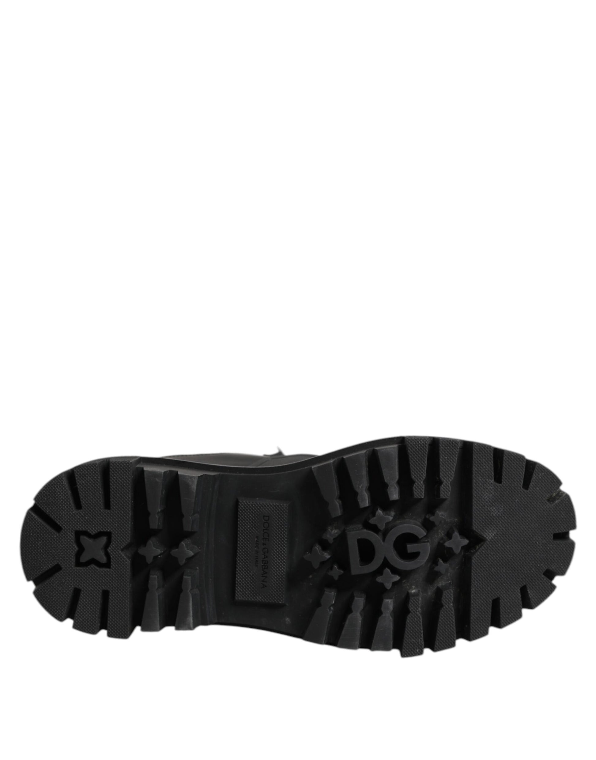 Dolce & Gabbana Black White Padded Lace Up Short Boots Shoes by Dolce & Gabbana