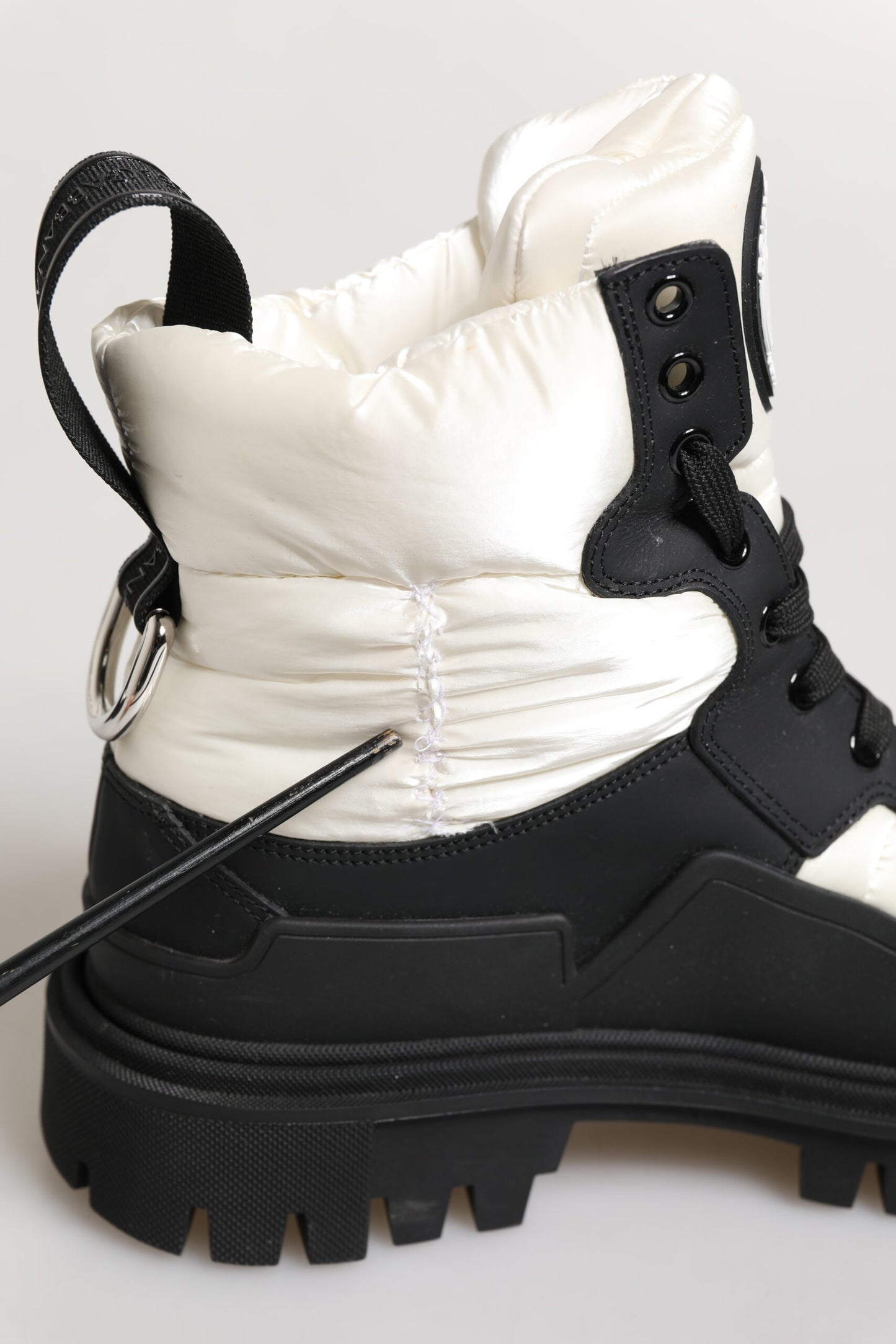 Dolce & Gabbana Black White Padded Lace Up Short Boots Shoes by Dolce & Gabbana