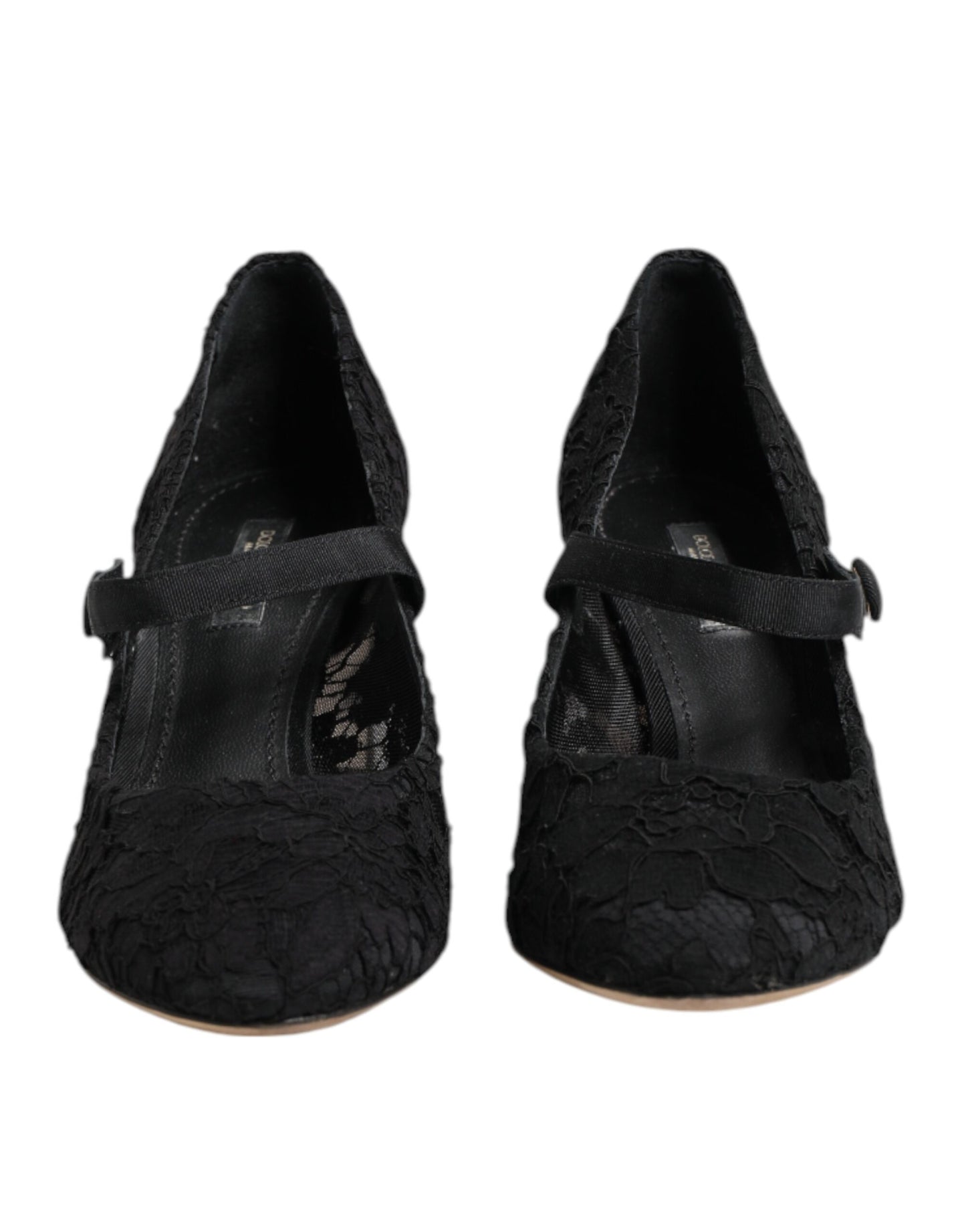 Dolce &amp; Gabbana Black Mary Jane Taormina Lace Pumps Shoes
