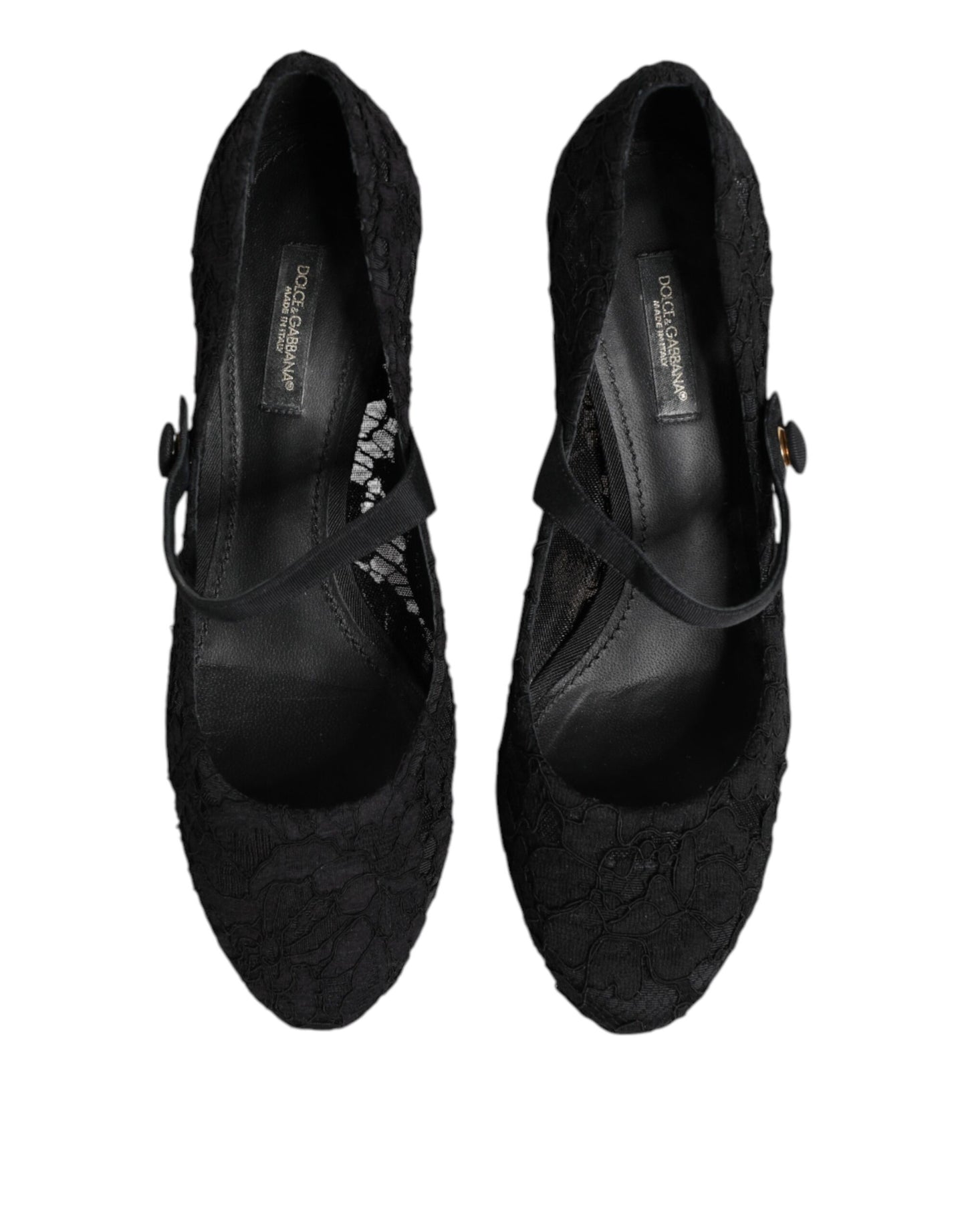 Dolce &amp; Gabbana Black Mary Jane Taormina Lace Pumps Shoes