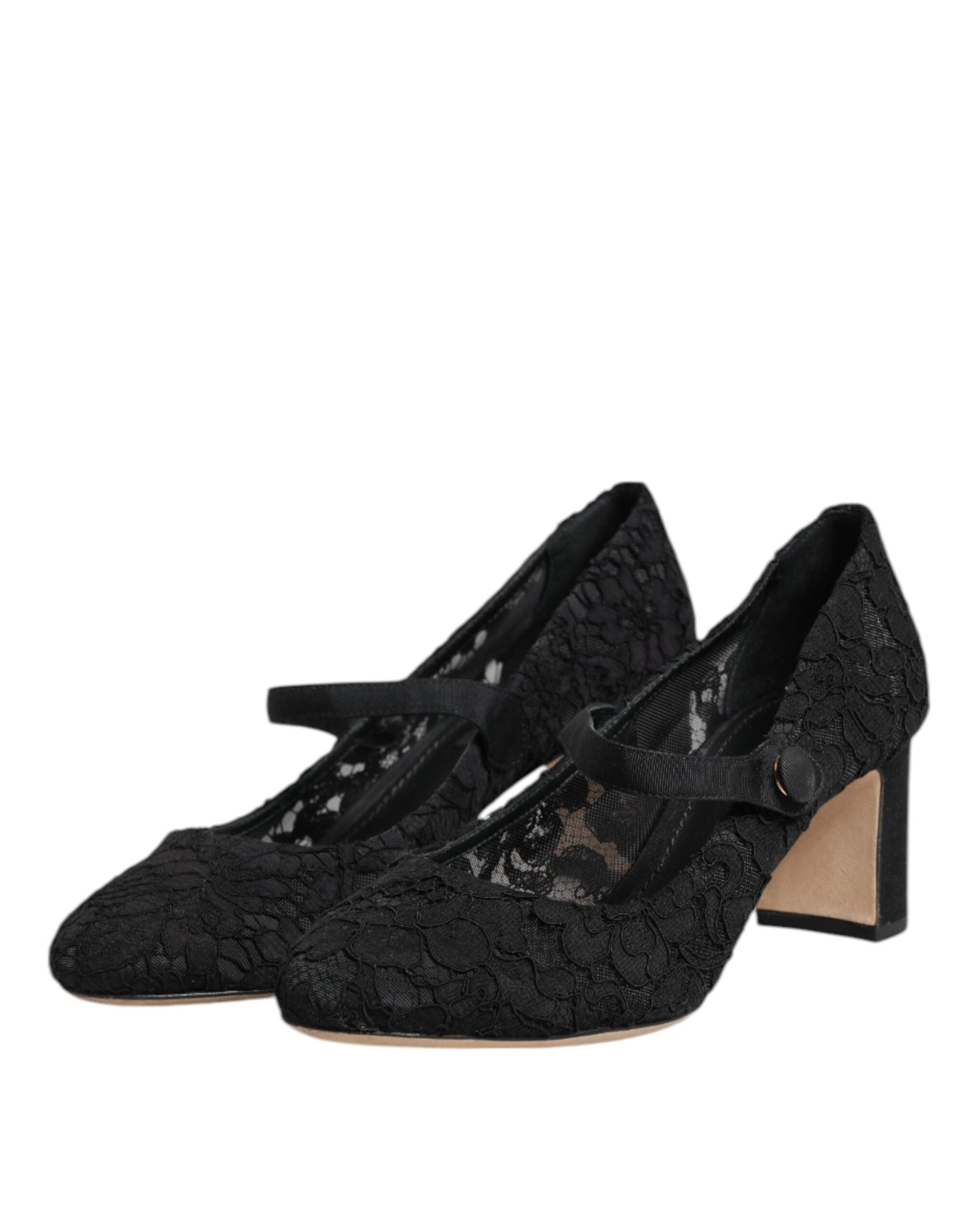 Dolce &amp; Gabbana Black Mary Jane Taormina Lace Pumps Shoes