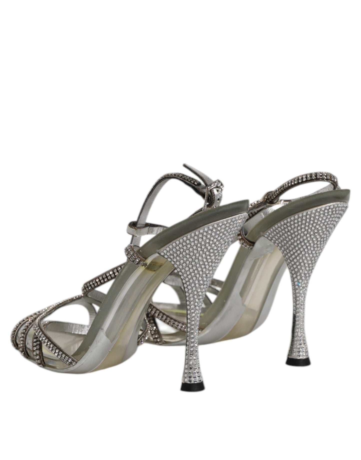 Dolce & Gabbana Silver Strass Ankle Strap Heels Sandals Shoes by Dolce & Gabbana