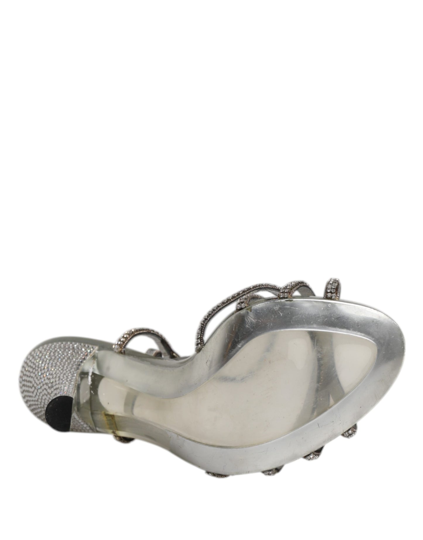 Dolce & Gabbana Silver Strass Ankle Strap Heels Sandals Shoes by Dolce & Gabbana