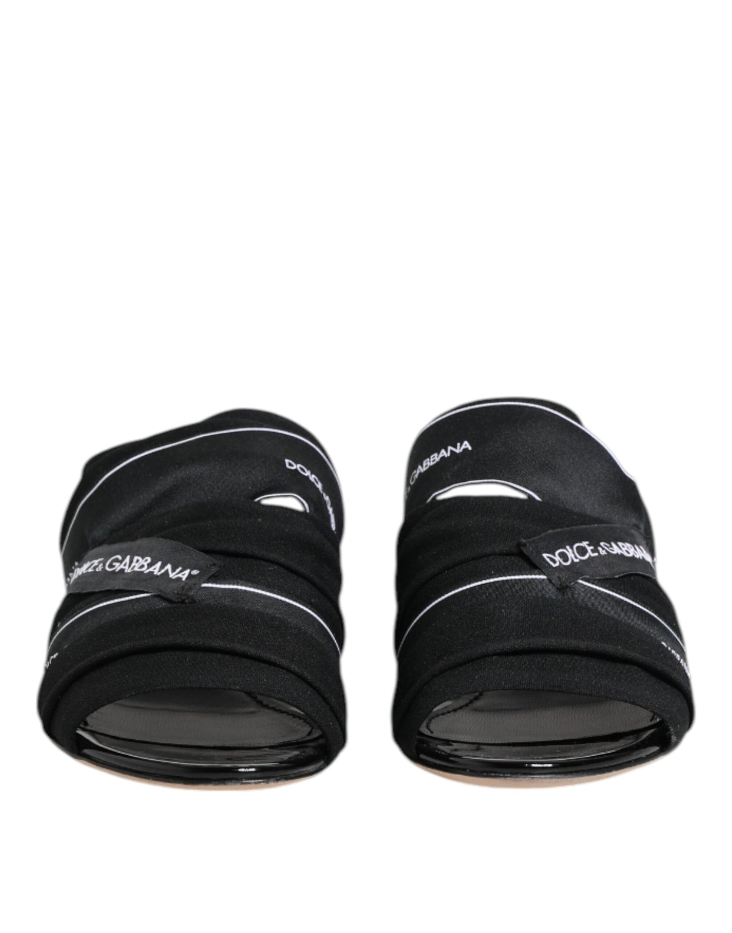Dolce & Gabbana Black Slides Slip On Sandals Shoes by Dolce & Gabbana