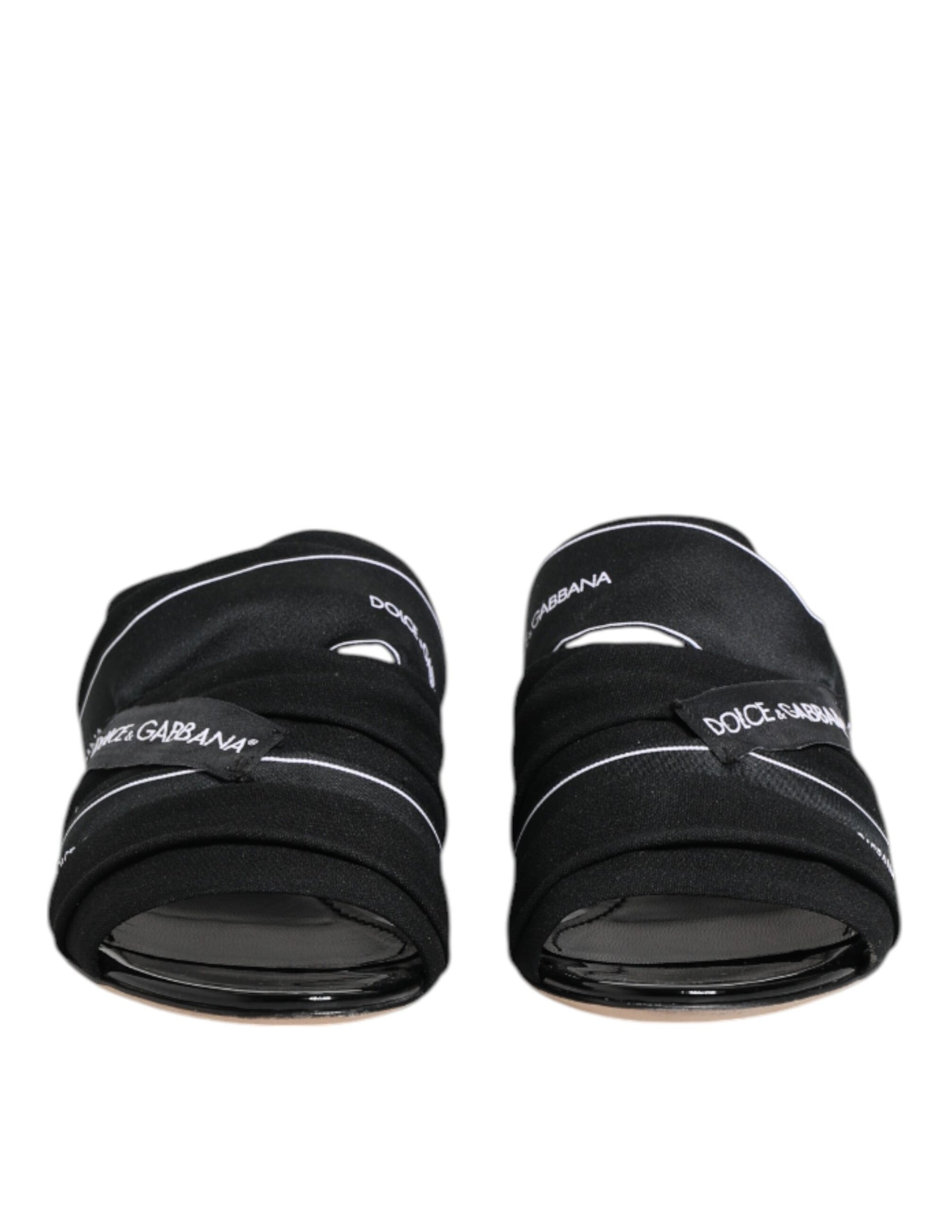 Dolce & Gabbana Black Slides Slip On Sandals Shoes by Dolce & Gabbana