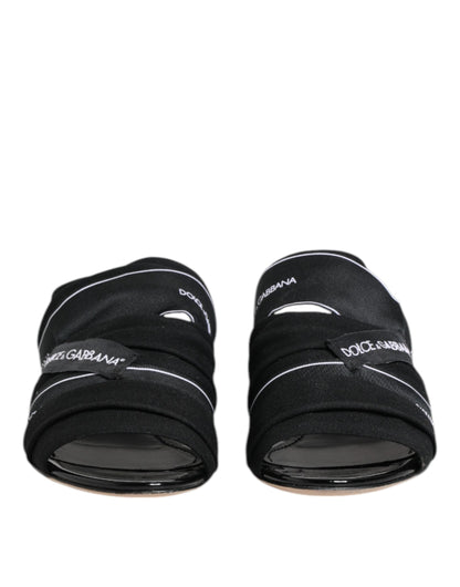 Dolce & Gabbana Black Slides Slip On Sandals Shoes by Dolce & Gabbana