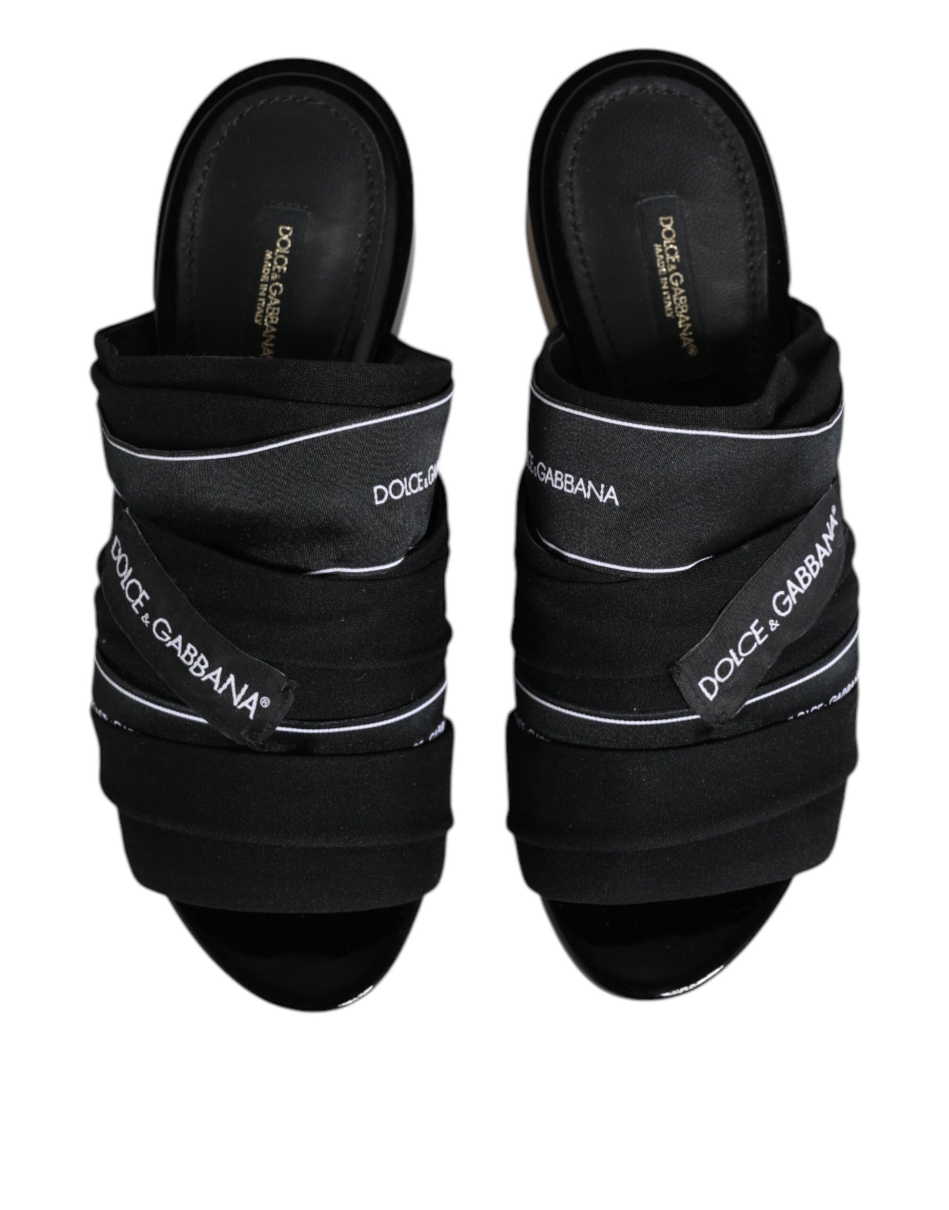 Dolce & Gabbana Black Slides Slip On Sandals Shoes by Dolce & Gabbana
