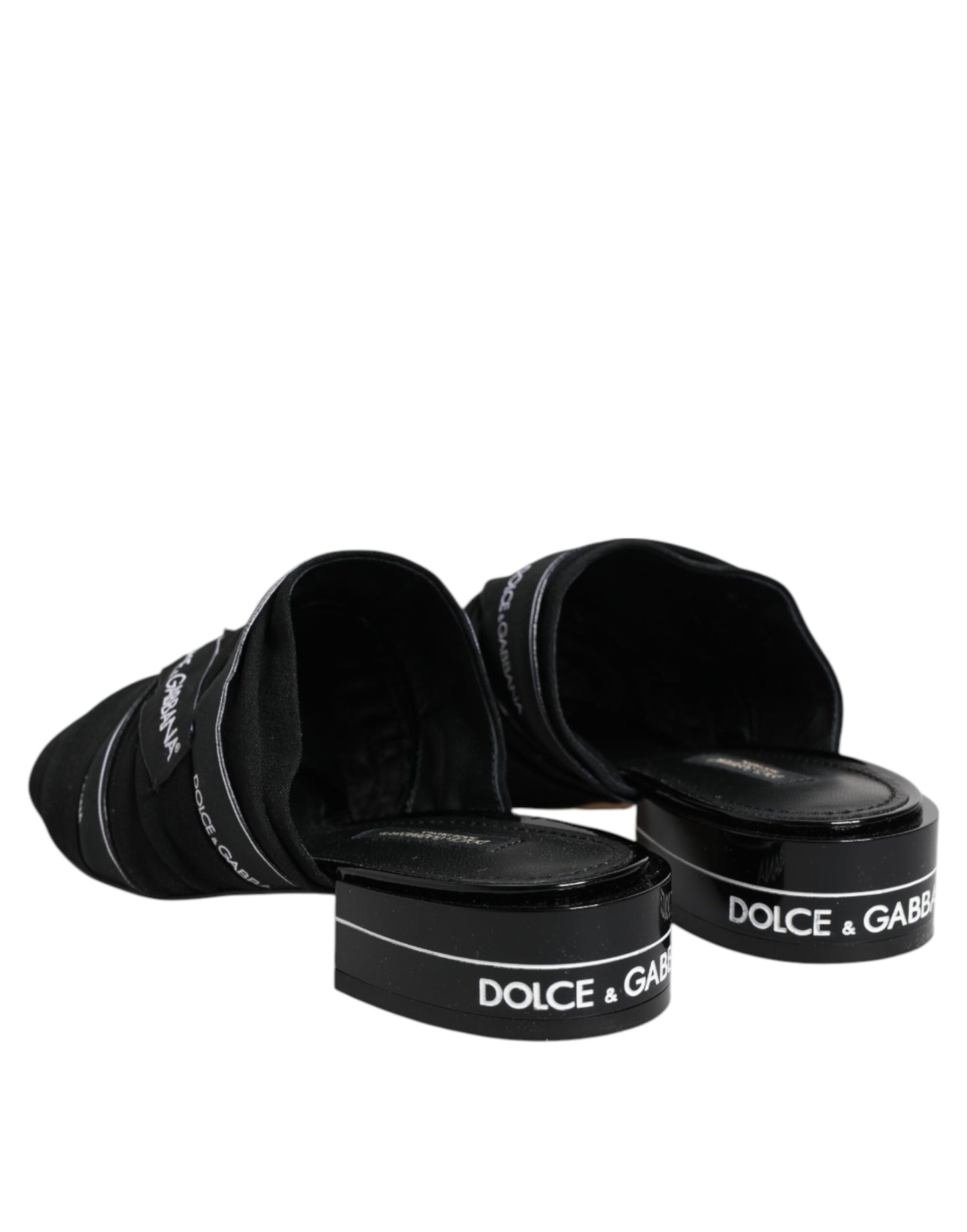 Dolce & Gabbana Black Slides Slip On Sandals Shoes by Dolce & Gabbana