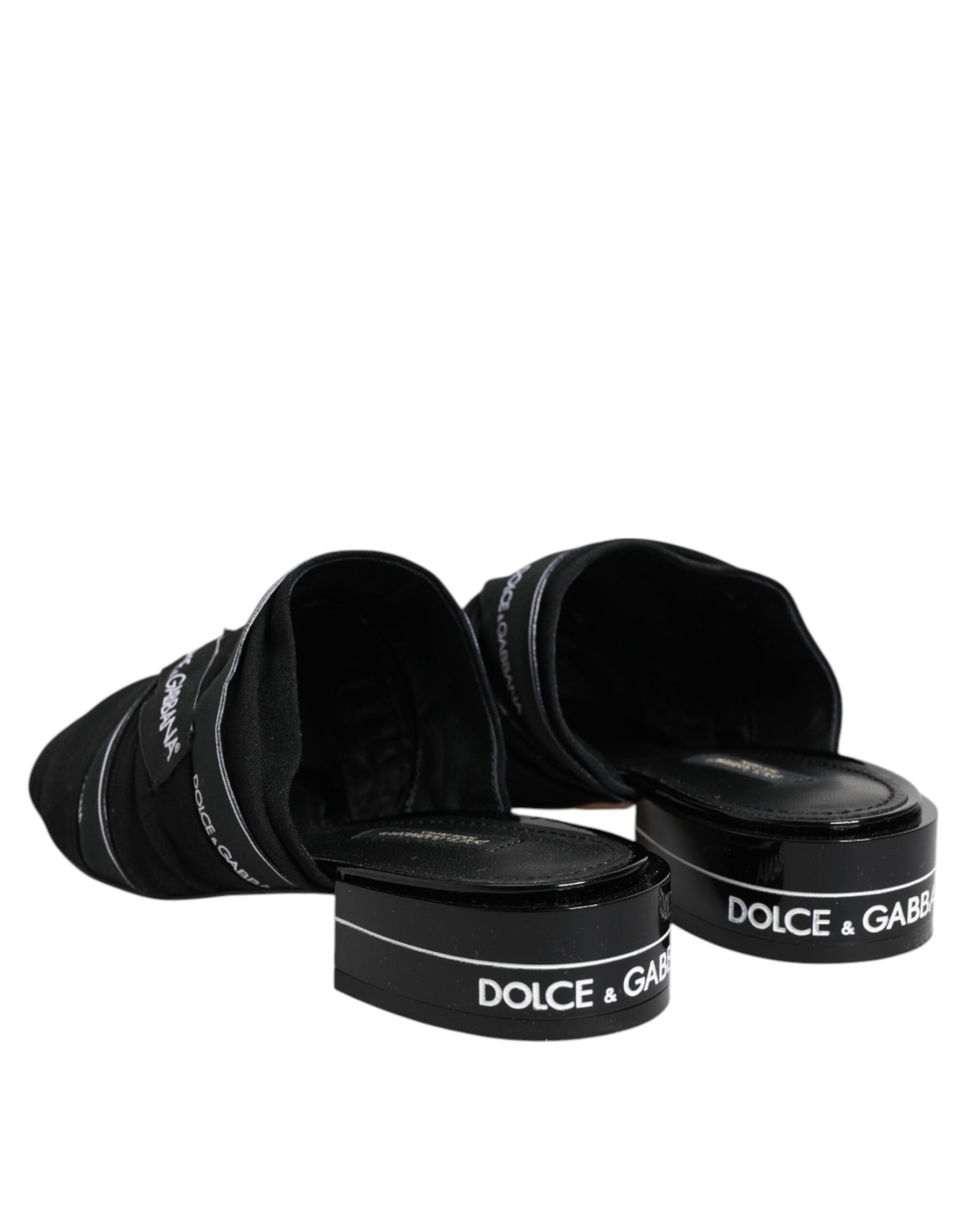 Dolce & Gabbana Black Slides Slip On Sandals Shoes by Dolce & Gabbana