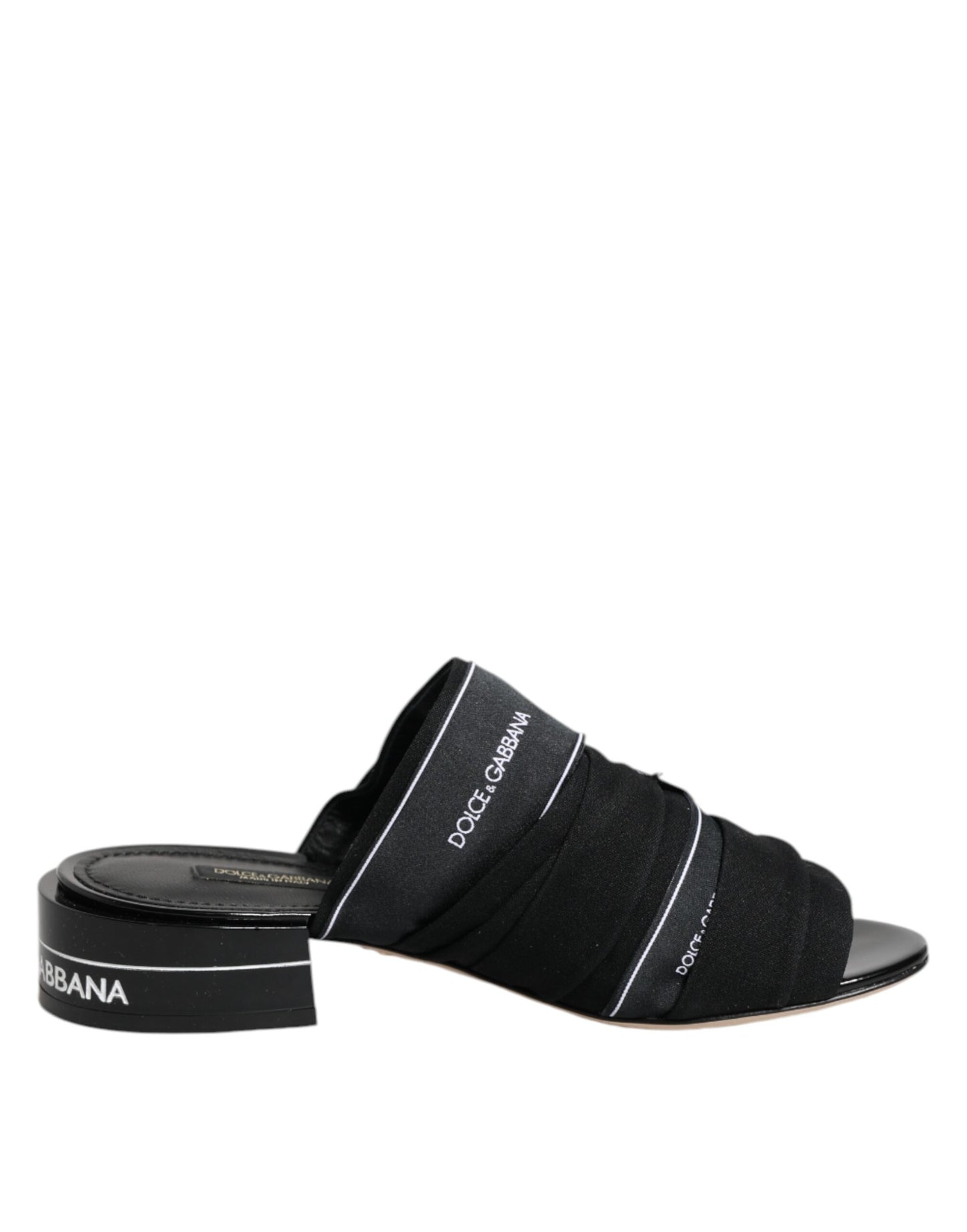 Dolce & Gabbana Black Slides Slip On Sandals Shoes by Dolce & Gabbana