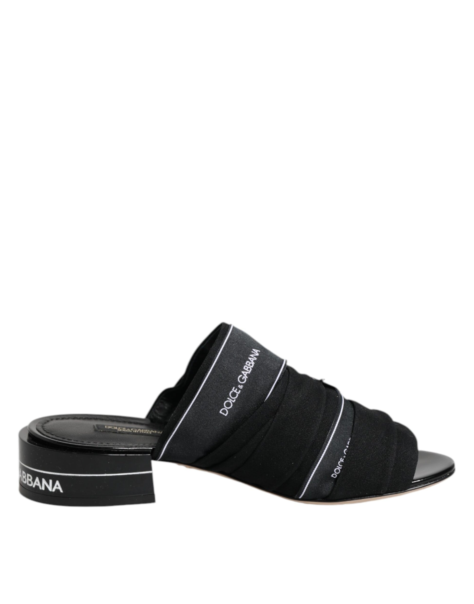 Dolce & Gabbana Black Slides Slip On Sandals Shoes by Dolce & Gabbana