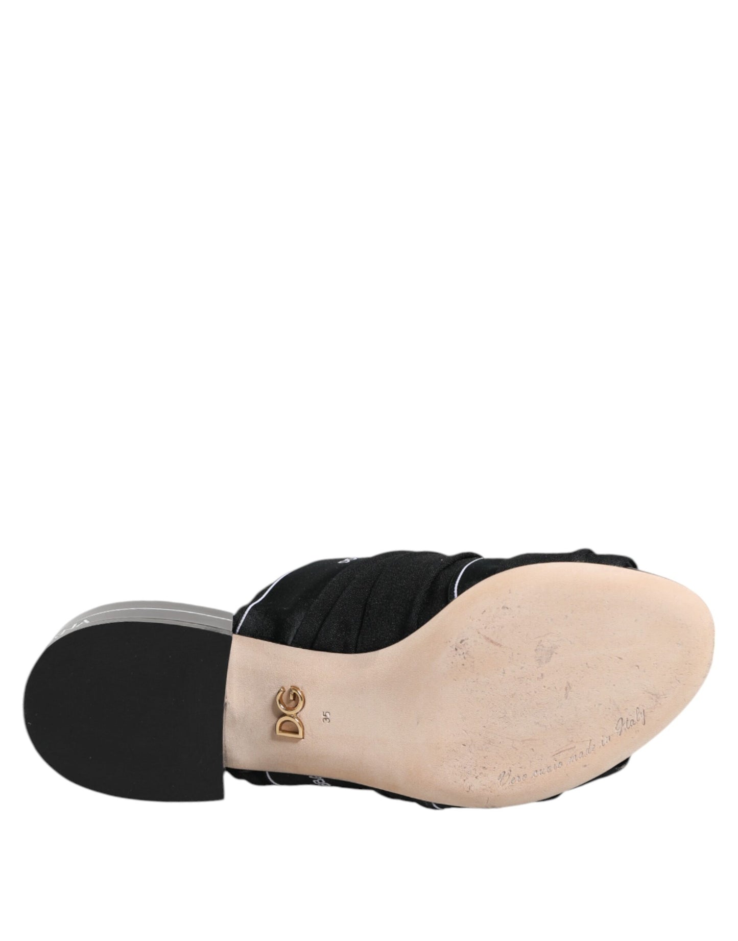 Dolce & Gabbana Black Slides Slip On Sandals Shoes by Dolce & Gabbana