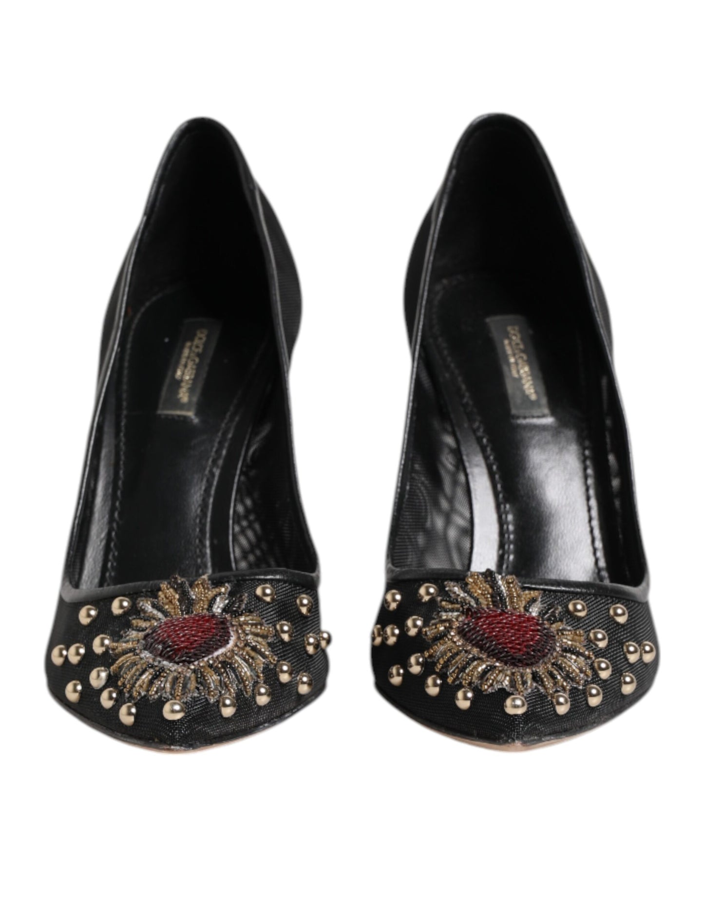 Dolce &amp; Gabbana Black Sacred Heart Stiletto Heels Pumps Shoes
